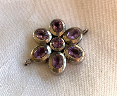 #ad Sterling Silver and Amethyst Floral Pendant $45.00