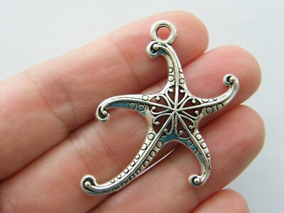 #ad 4 Starfish charms antique silver tone FF444 $4.25
