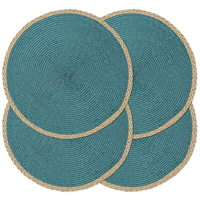 #ad Noctiflorous Round Braided Placemats Set of 4 Table Mats 15 Inches Washable H... $20.54