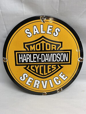 #ad HARLEY DAVIDSON MOTORCYCLES PORCELAIN VINTAGE STYLE SALES SERVICE SIGN $59.99