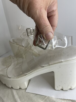 #ad mackin j shoes 8.5 White Clear Chunky Platform Sandals $28.00