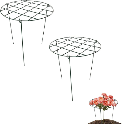 #ad 2 Pcs Flower Support Rings Peony Cage Plant Support StakeGrow through Grid Pla $24.36