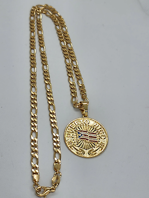 #ad Brand New Brazilian 18k Gold Filled Puerto Rico Round Necklace $30.00