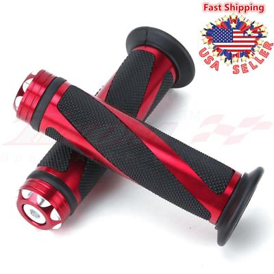 #ad Universal Motorcycle Sport Bikes Hand Grips Handle Bar CNC Rubber Red 7 8 Ducati $8.93