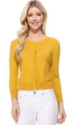 #ad #ad .YEMAK Women#x27;s 3 4 Sleeve Crewneck Casual Button Down Cardigan Sweater MK3554 $13.77