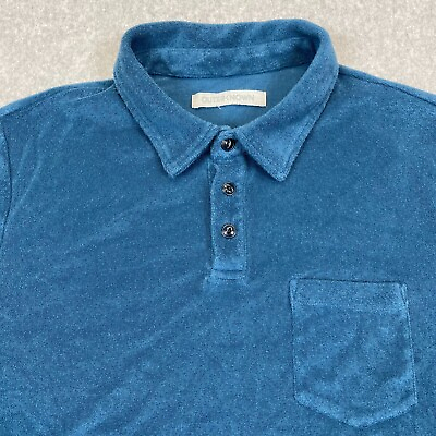 #ad Outerknown Shirt Adult Small Teal Blue Terry Short Sleeve Polo Casual Pocket Men $26.14