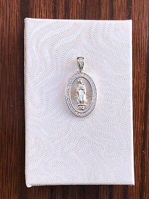 #ad Silver Cz Guadalupe Pendant 925 Sterling Silver Mens Womens 17.5mm 0.69quot; 24mm $26.85