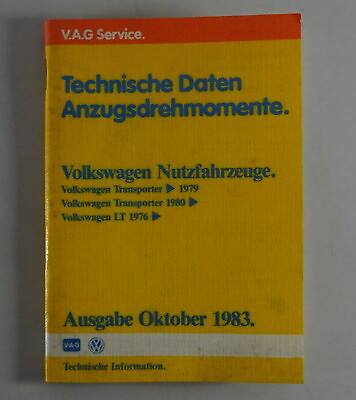 #ad Handbuch Einstelldaten Drehmomente VW Transporter T2 T3 LT ab Baujahr 1976 EUR 39.90