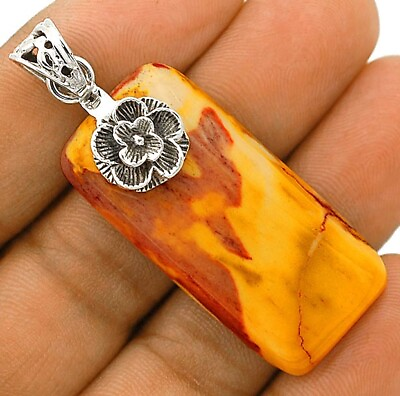 #ad Flower Natural Australian Mookaite 925 Solid Sterling Silver Pendant ED7 1 $27.99