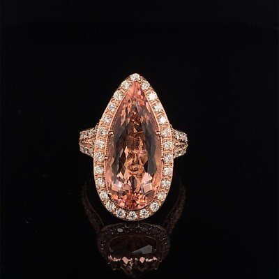 #ad Morganite Diamond Ring 14 KT 6.91 TCW Certified $5950 016633 $2360.00