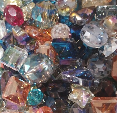 #ad Glass Beads Austrian Czech Style Crystal Faceted 25pcs Bead Lot LARGE 10 20mm $12.88