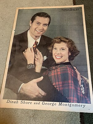 #ad DINAH SHORE GEORGE MONTGOMERY original color portrait SUNDAY NEWS 12 5 48 $15.99