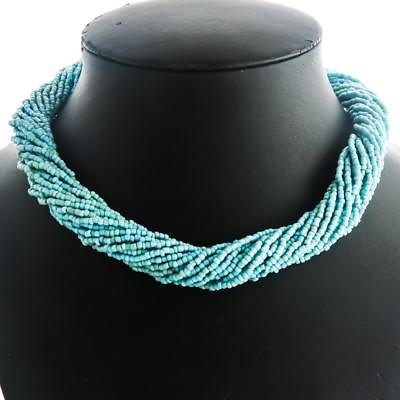#ad Luscious 30 Strands Turquoise Beads Choker Necklace 21quot; $14.95