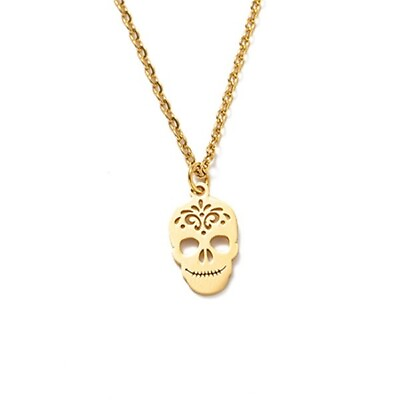 #ad Hip Hop Titanium Steel Golden Skull Head Necklace Charms Pendant Punk Jewellery $12.99
