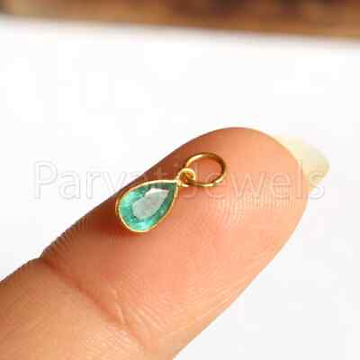 #ad Natural Green Emerald Charms Solid 14k amp; 18k Gold Gift For Mother Charms Pendant $62.99