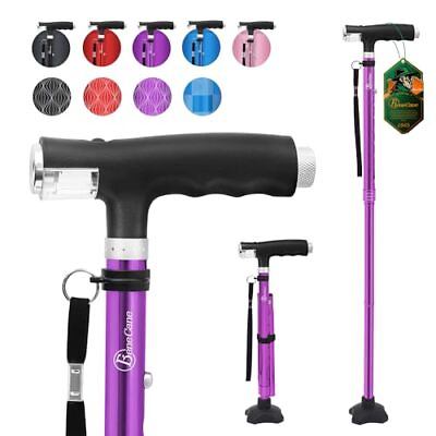 #ad Walking Cane for Women Folding Cane for Men with Two Led Lights Quad Cane wit... $51.68