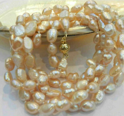 #ad Genuine 7 10mm Natural Pink Freshwater Cultured Baroque Pearl Necklace 18 50quot; $17.99