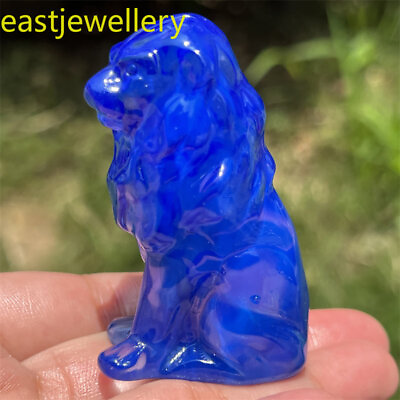 #ad 1PC Hand Carved Blue Opalite Lion Skull gem Quartz Crystal Skull Figurines 2.4quot; $14.49