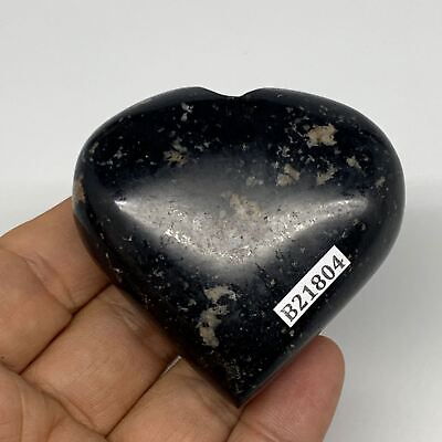 #ad 126.7g 2.2quot;x2.3quot;x0.9quot; Black Tourmaline Heart Polished Crystal Home Decor B218 $11.25