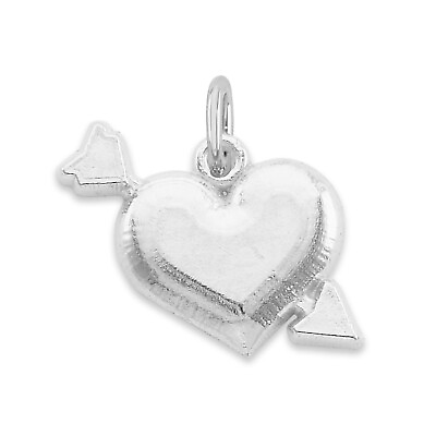 #ad 925 Sterling Silver Heart with Arrow Charm Tiny Heart Charm for Bracelet $33.32