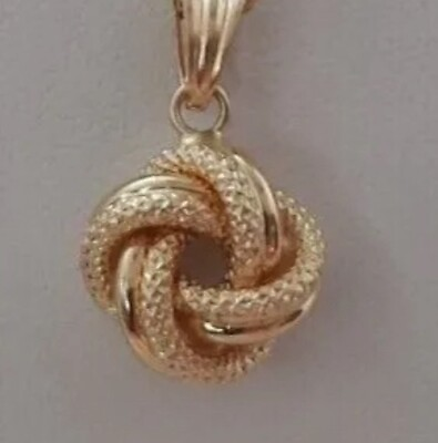 #ad 18k Gold Yellow Gold Polished amp; Textured Love Knot Pendant NEW $199.00