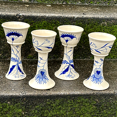 #ad Set of 4 quot;Feast of St. Therese Lisieuxquot; Art Studio Pottery Wine Goblets OOAK $83.50