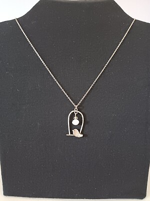 #ad Sterling Silver 925 Cut Out Bird with Beads Pendant Necklace 24quot; Jewelry $7.99