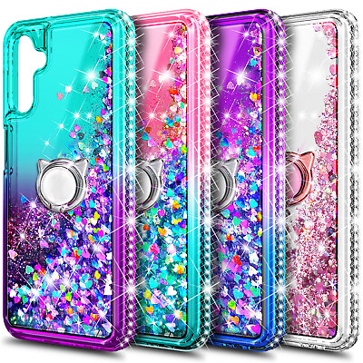 #ad For Samsung Galaxy A14 5G Bling Glitter Phone Case w Tempered Glass amp; Lanyard $10.98