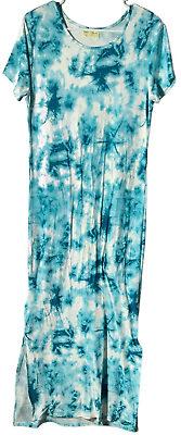 #ad Bobbie Brooks Womens short sleeve Tie Dye maxi dress 53quot; long size Medium M $13.98