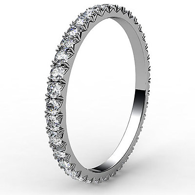 #ad Micro Prong Round Diamond Women Eternity Ring 14k White Gold Wedding Band 0.6Ct $1599.00