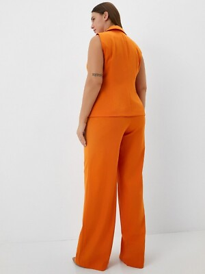 #ad Bezko 2 Piece Palazzo Pants And Vest Women Suit Size 54 L XL Orange $50.00