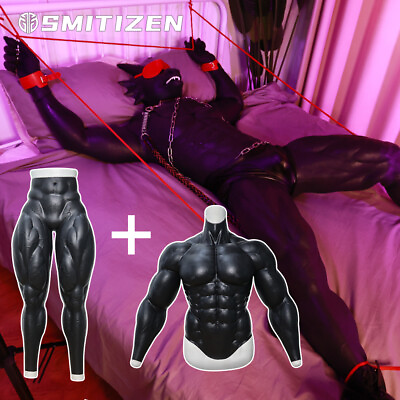 #ad SMITIZEN Black Silicone Muscle Suit with Arms Realistic muscle pant fetish $379.00