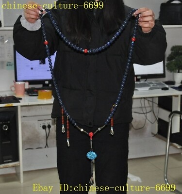#ad Tibetan lapis lazuli Turquoise crystal exorcism amulet necklace chain statue $189.00