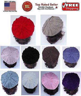 #ad Women Fashion Warm Winter Knit Crochet Beret Braided Baggy Beanie Hat Cap $8.99