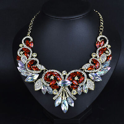 #ad Fashion Charm Jewelry Crystal Chunky Statement Bib Pendant Chain Choker Necklace $12.98