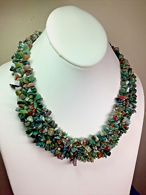 #ad Statement Necklace Natural Polished Stone Multi Strand Nugget 18quot; N21 $17.75