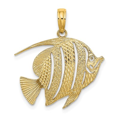 #ad 14k Yellow Gold Polished Cut Out Fish Charm Pendant Gift For Women $270.00
