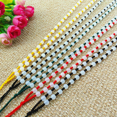 #ad 2pcs Hand Knited Necklace silk thread knot cord beads For Pendant white bead $5.95