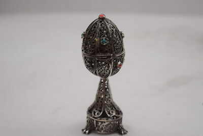 #ad Hunter silver egg opener two ducks Russia 84 Silver Art Work Antique Silver $385.00