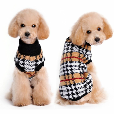#ad Small Toy Dog Clothes Pet Winter Plaid Sweater Puppy Clothing Warm Apparel Coat $12.99