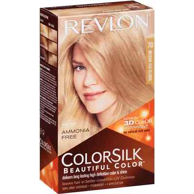 #ad REVLON COLORSILK BEAUTIFUL COLOR PERMANENT HAIR DYE #70 MEDIUM ASH BLONDE $5.50