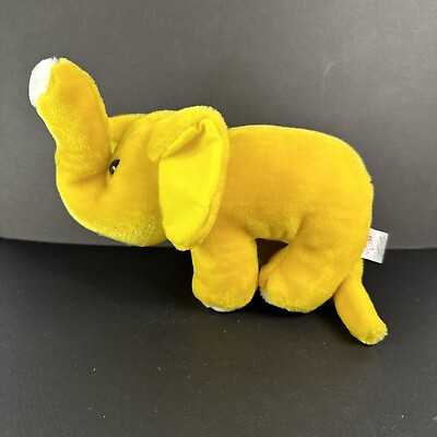 #ad Vintage Sugar Loaf Plush Elephant Yellow Stuffed Animal 9quot; Long $4.99