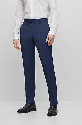 #ad Hugo Boss Mens #x27;Simmons#x27; Dark Blue Regular Fit Wool Formal Dress Pants 30R $70.00