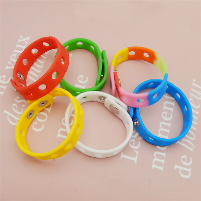 #ad Colorful Silicone 15mm Width Wristband Adjustable Bracelet Wrap for Shoe Charms GBP 6.27