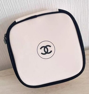 #ad Chanel Beauty Cosmetic Bag Pouch Clutch Case Handbag Purse Genuine Gift Beige $69.99