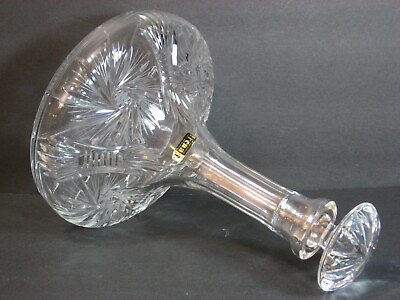 #ad VTG Irena Hand Cut Lead Crystal Ship Decanter W Stopper 10quot; Pinwheel Heavy Mint $106.21