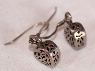 #ad 925 Intricate Design Pierced Dangle Drop Earrings Lightweight $20.00
