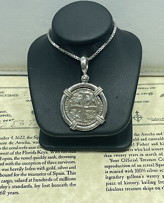 #ad ATOCHA Solid Silver Coin Pendant Made From Atocha Silver Bars With Silver Chain $149.00