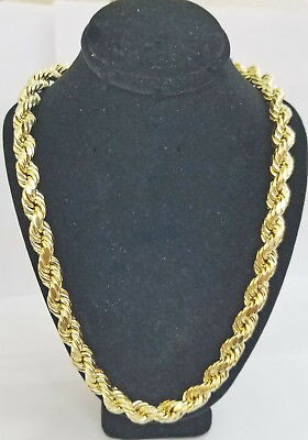 #ad 10k REAL Yellow Gold Rope Chain necklace 10mm 20quot; Men#x27;s thick 10kt diamond cut $1731.81