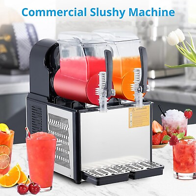 #ad Commercial 110V 370W Double Tanks 8L Frozen Drink Slushy Maker Smoothie Machine $615.99